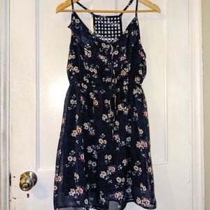 Navy floral polka dot sun dress | M